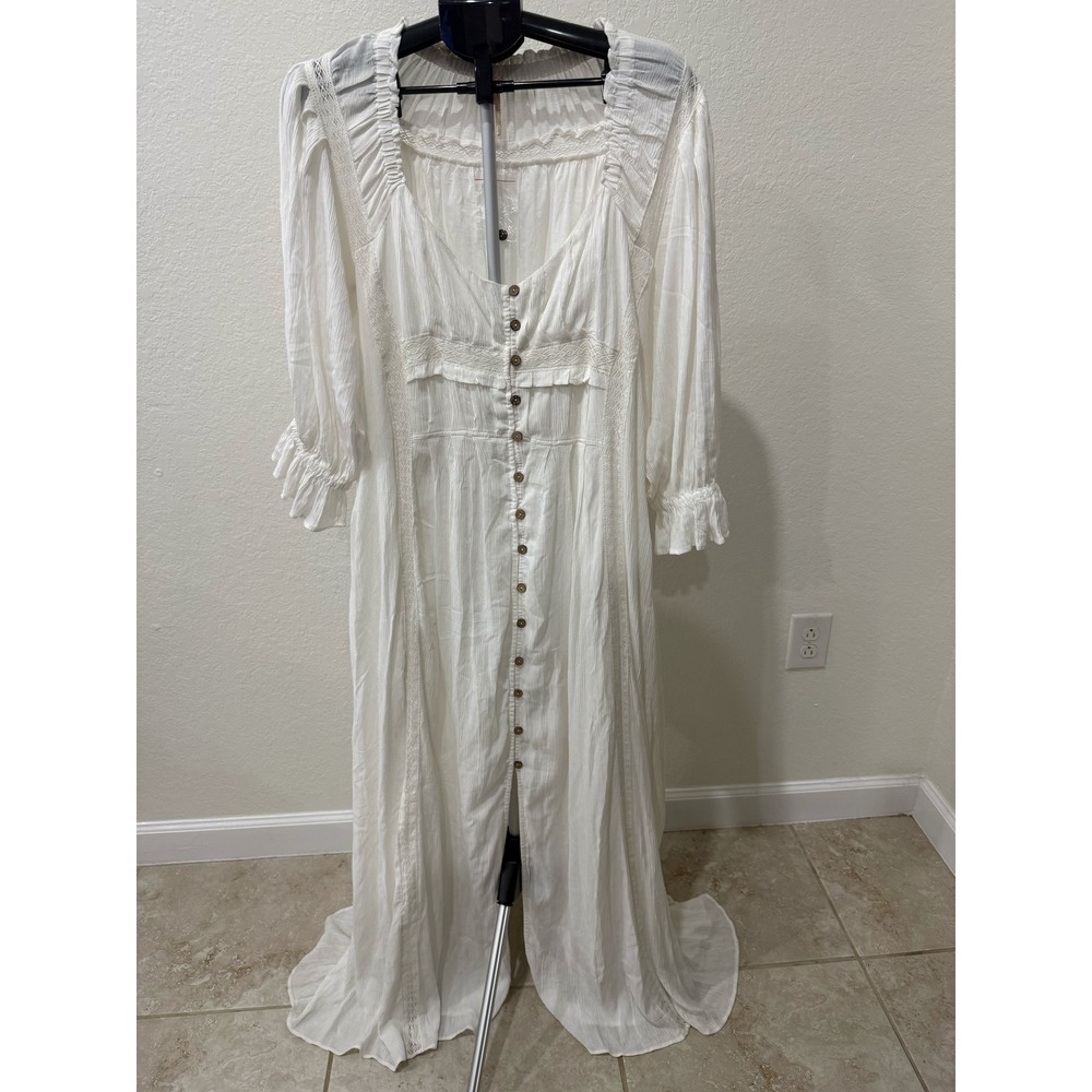 NWOT Free People Magdalia Gauze Maxi‎ Dress Boho Gypsy Size L Fairycore Etherial